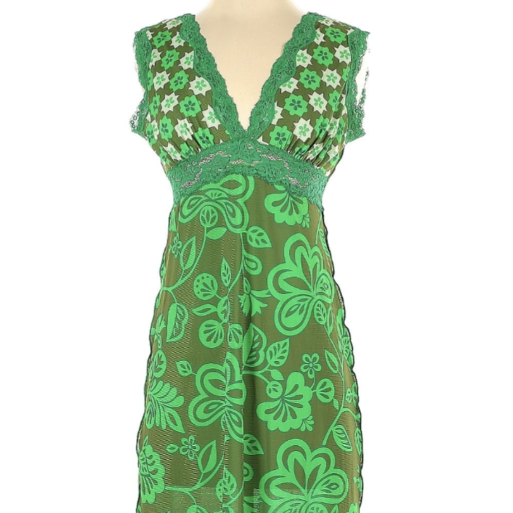Anna Sui Paradisiac Dress Mesh Lace Sleeveless Floral Midi Maxi - Picture 7 of 10